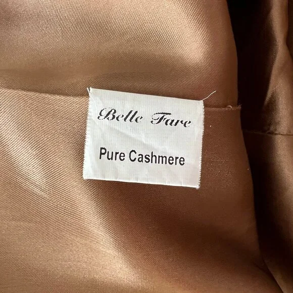 Vintage 100% Cashmere Fur Hood Duffle Jacket Peacoat Toggle Long Winter Pea Coat - Picture 7 of 11